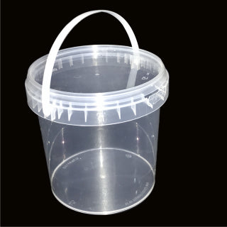 Pot en plastique avec couvercle de 1 litre (par douzaine)